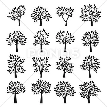Stylized vector tree collection Stock Illustrationen
