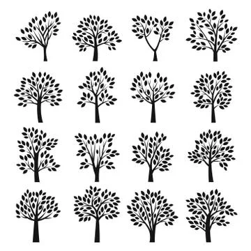 Stylized vector tree collection Stock Illustration