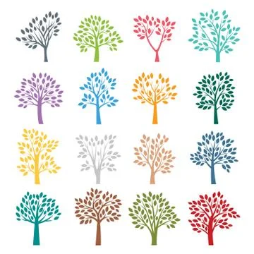 Stylized vector tree collection Stock Illustration