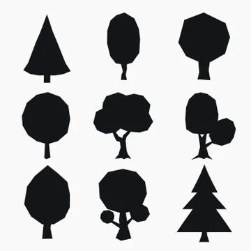 Stylized vector tree collection Stock Illustration