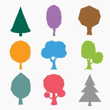 Stylized vector tree collection Stock Illustration