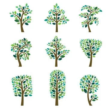 Stylized vector tree collection Stock Illustration