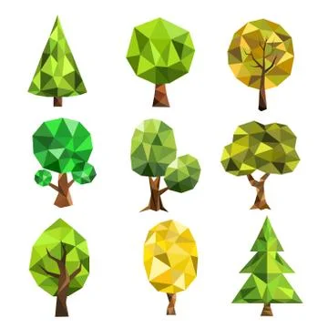 Stylized vector tree collection Stock Illustration