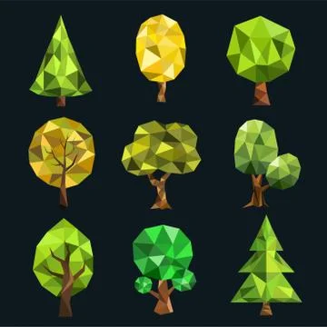 Stylized vector tree collection Stock Illustration