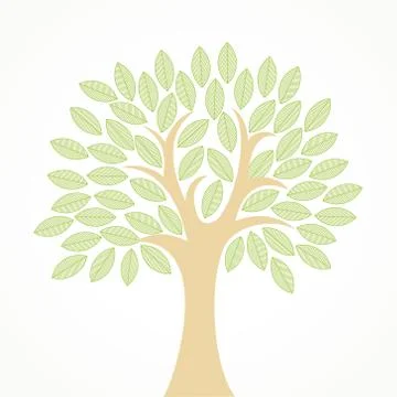 Stylized vector tree with green leaves Stock Illustration