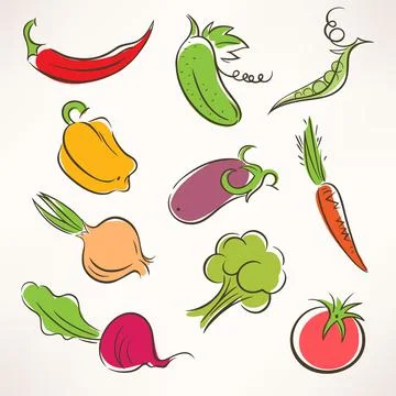 Stylized vegetables Stock Illustration