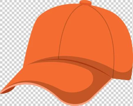 Stylized vibrant orange baseball cap in a simple cartoon style, providing s.. Illustrazione stock