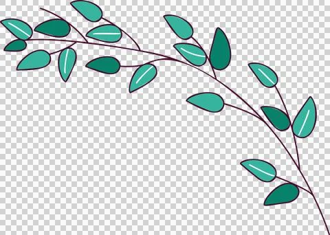 Stylized vine branch is being shown in flat design with green leaves, Stock Illustration
