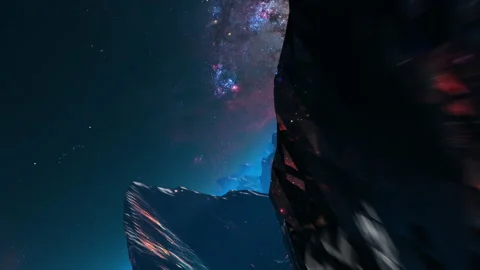 Stylized VJ looping 3D animation with mountains, space and high speed flythrough Stock Footage 148709618