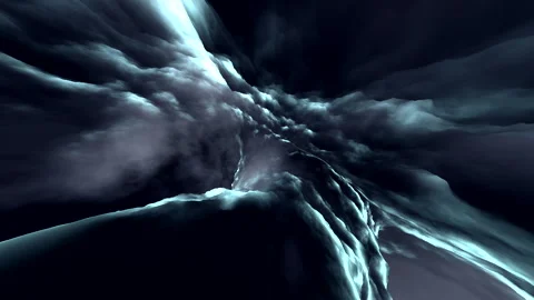 Stylized Volumetric Storm Clouds with Cyan and Teal Edges Stock Footage 341436711