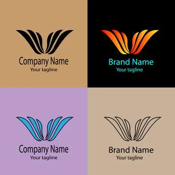 Stylized "W" Winged logo design Stock Illustration