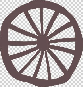 Stylized wagon wheel is being shown in flat design with sketched spokes on Stock Illustration