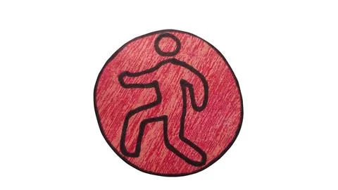 Stylized walking person icon with red background Stock Illustration