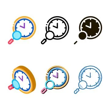 Stylized watch research icon vector outline Stock Illustration