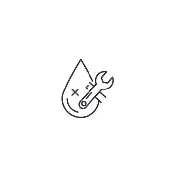 Stylized water drop and tool icon white background plumbing service symbol Stock Illustration