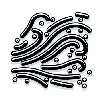 Stylized waves abstract pattern black and white Illustrazione stock
