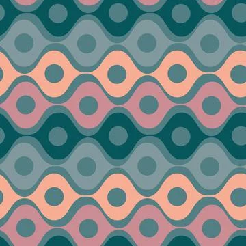 Stylized waves and circles between them. Wallpapers, textiles, packaging, bac Stock Illustration