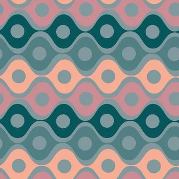 Stylized waves and circles between them. Wallpapers, textiles, packaging, bac Stock Illustration
