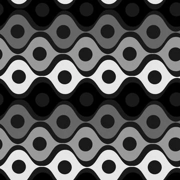 Stylized waves and circles between them. Wallpapers, textiles, packaging, bac Stock Illustration