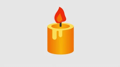 Stylized Wax Candle with Flickering Flame Transparent Background Loop Stock Footage 332973623