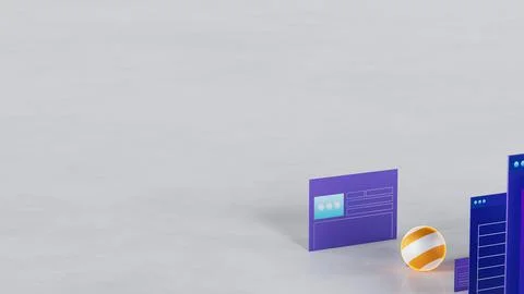 Stylized web pages and interfaces. Business and technology theme 3d illustration Stock Illustration