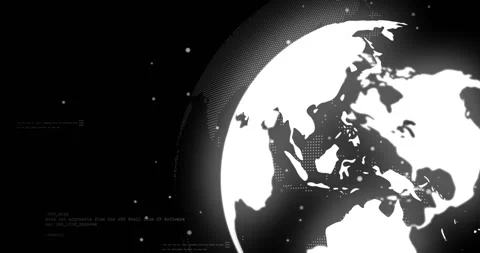 Stylized white globe rotating in abstract digital space, showing dotted pattern Stock Footage 326193054