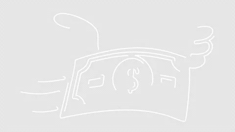 Stylized white outline of a dollar bill with a face and arrows on a black b.. Stock Footage 319054041