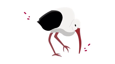 Stylized White Stork or Ibis Bird Icon Animation Isolated on White Background Stock-Footage 345826487