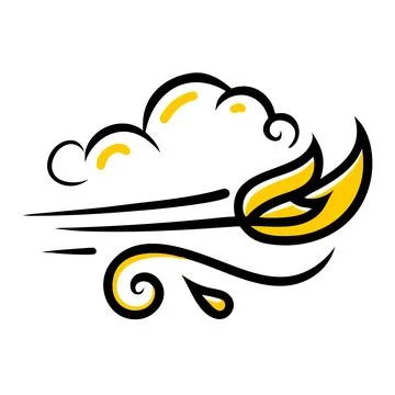 Stylized Wind and Fire Weather Element Icon 库存插图