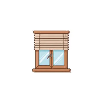 Stylized window with closed wood blinds illustrating home interior design a.. Stock Illustration