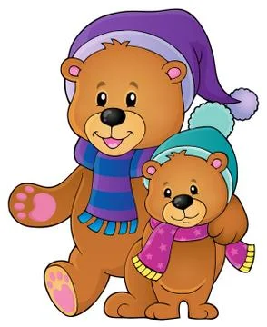 Stylized winter bears theme Stock Illustration