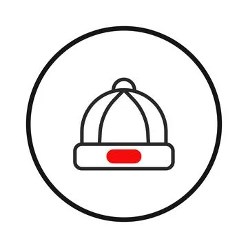 Stylized winter cap icon illustration on a circular background offering min.. イラスト素材