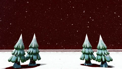 Stylized Winter Landscape with Pine Trees and Falling Snow 스톡 동영상 331049238