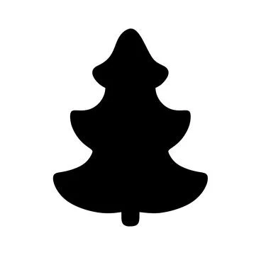 Stylized winter vector christmas tree icon silhouette on white background Stock Illustration