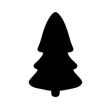 Stylized winter vector christmas tree icon silhouette on white background Stock Illustration