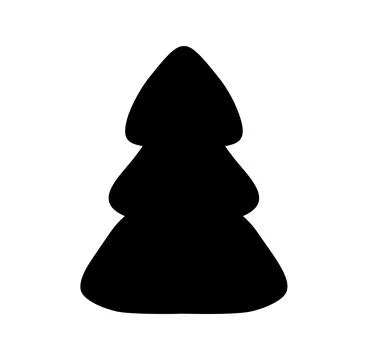 Stylized winter vector christmas tree icon silhouette on white background Stock Illustration