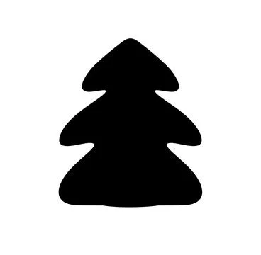 Stylized winter vector christmas tree icon silhouette on white background Stock Illustration