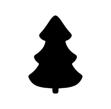 Stylized winter vector christmas tree icon silhouette on white background Stock Illustration