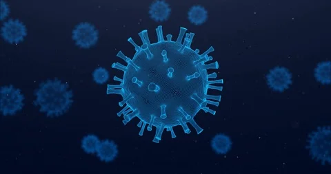 Stylized wireframe rendering of coronavirus. Seamless loop. Stock Footage 123622258