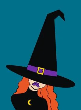 Stylized Witch with Orange Hair Stock Illustration