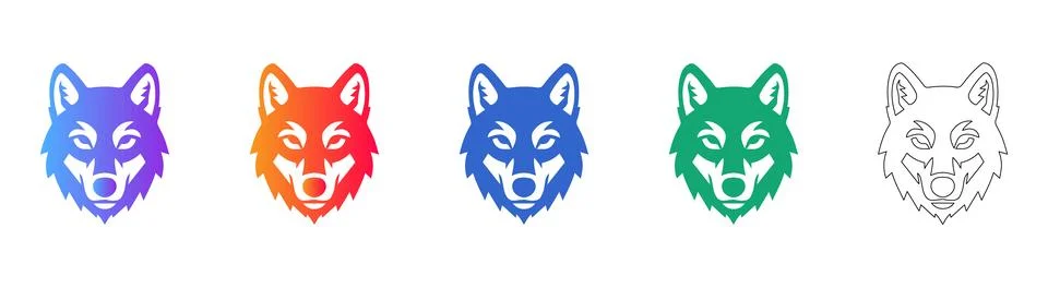Stylized Wolf Head Icons Stock Illustration