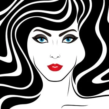 Stylized woman's face Stock Illustration