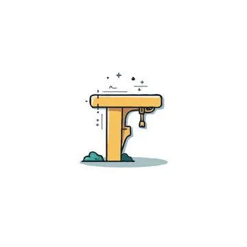 Stylized wooden work table with decorative details creating an imaginative .. Stock Illustration
