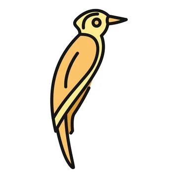 Stylized woodpecker bird sitting vector line icon Stock Illustration