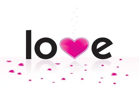 Stylized word love with reflections, vector illustration Stock Illustration