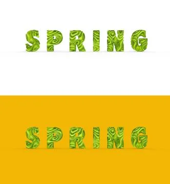 Stylized word text Spring, abstract good texture, there is a shadow. Two word 스톡 사진