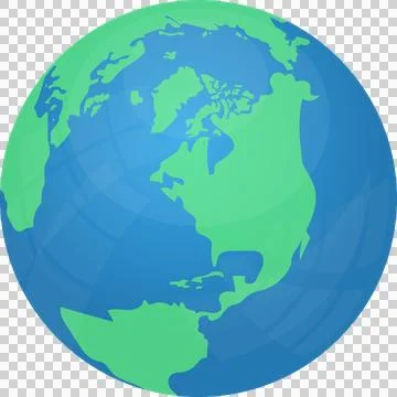 A stylized world globe illustration featuring North and Central America, sh.. Stock Illustration