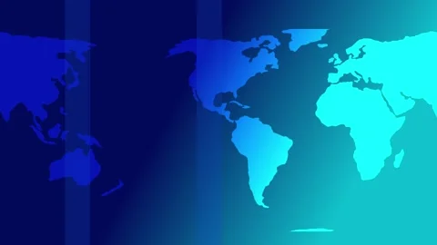 Stylized world map and turquoise gradient background with glowing continent.. Vídeos de archivo 336754968