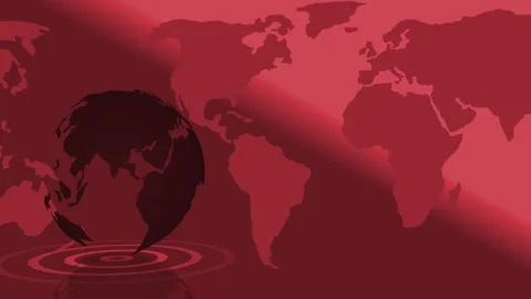 Stylized world map with dark globe and waves background animation Видео 325248901