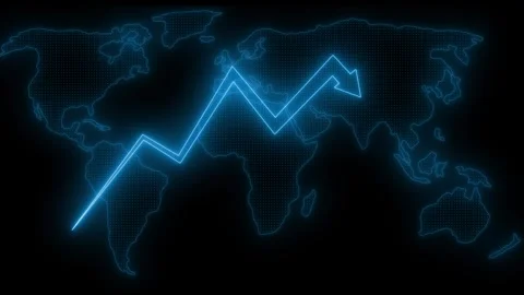 Stylized world map with glowing line graph Animation Stock Footage 316709766